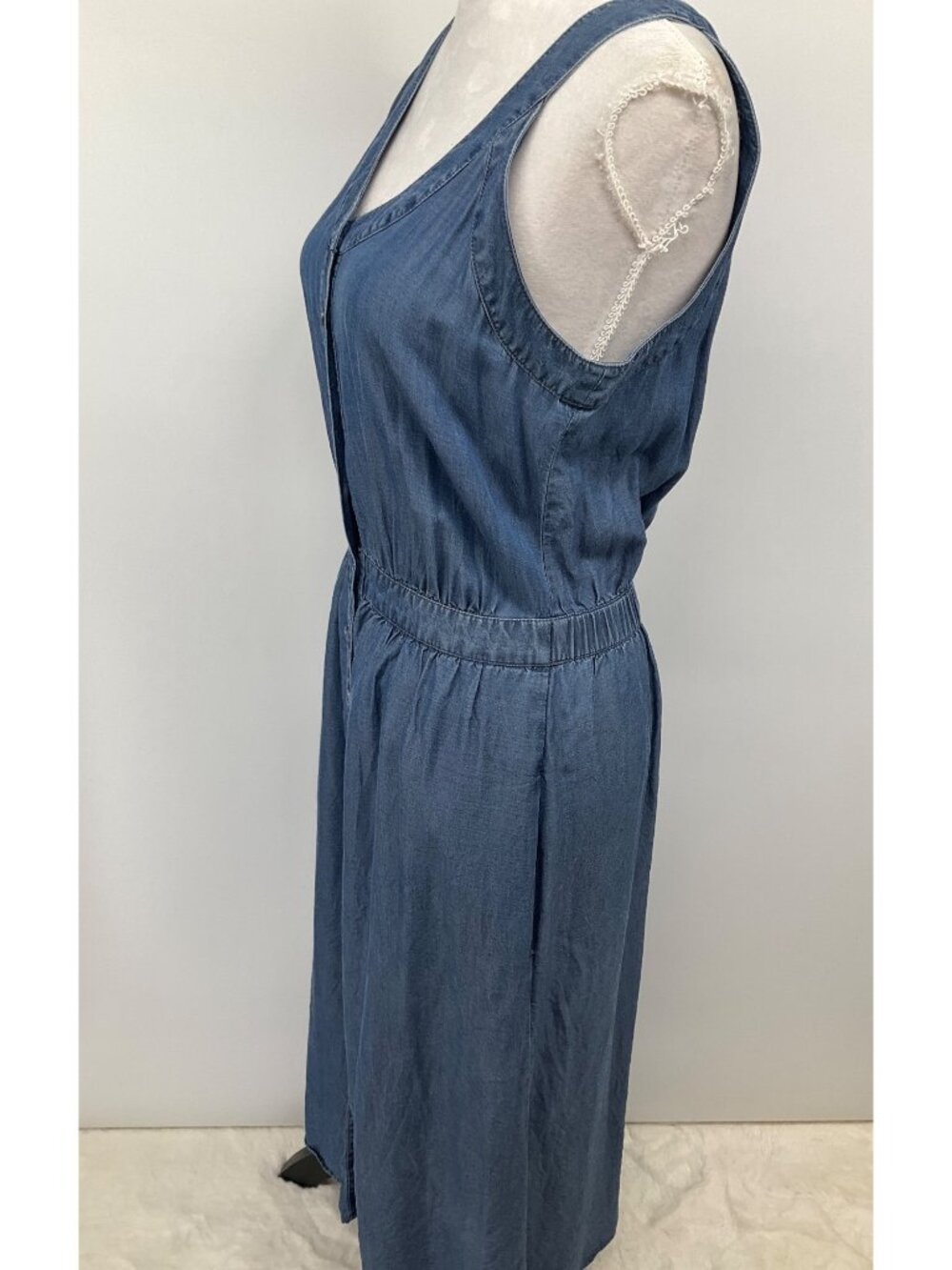J. Jill Chambray XS Sleeveless tank Blue Dress with Pockets Button-Up - Picture 4 of 11